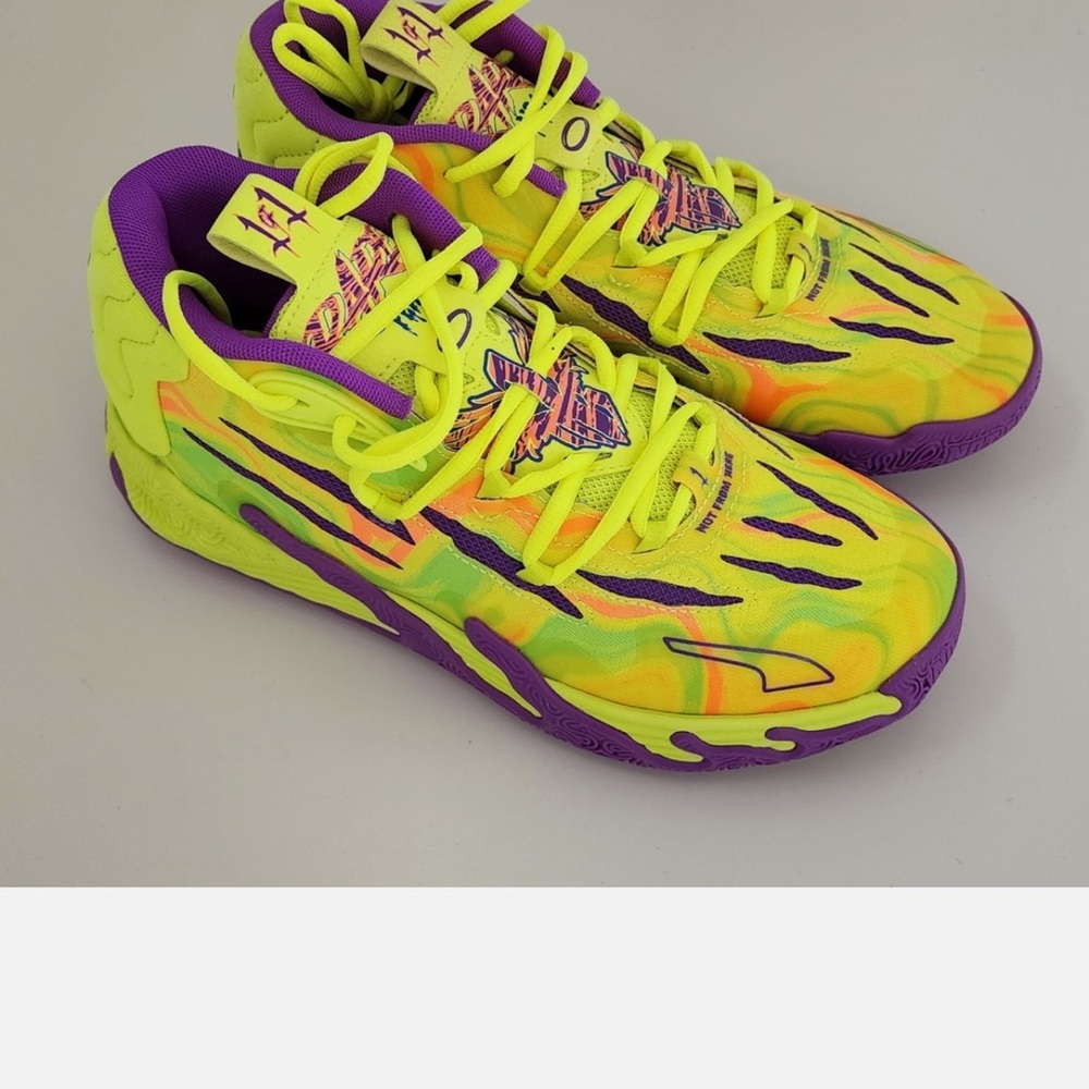 Puma Melo-MB.03 Yellow Sneakers with Purple Accents